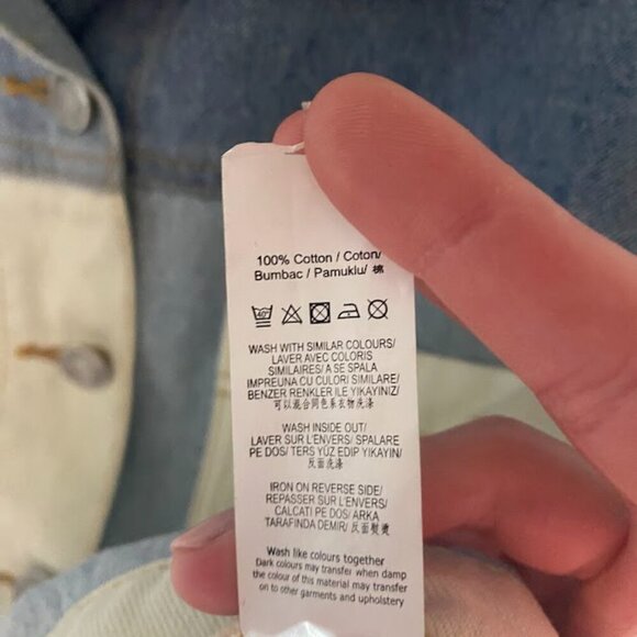 Missguided Blue Colorblock Cropped Denim Jacket - Picture 5 of 5